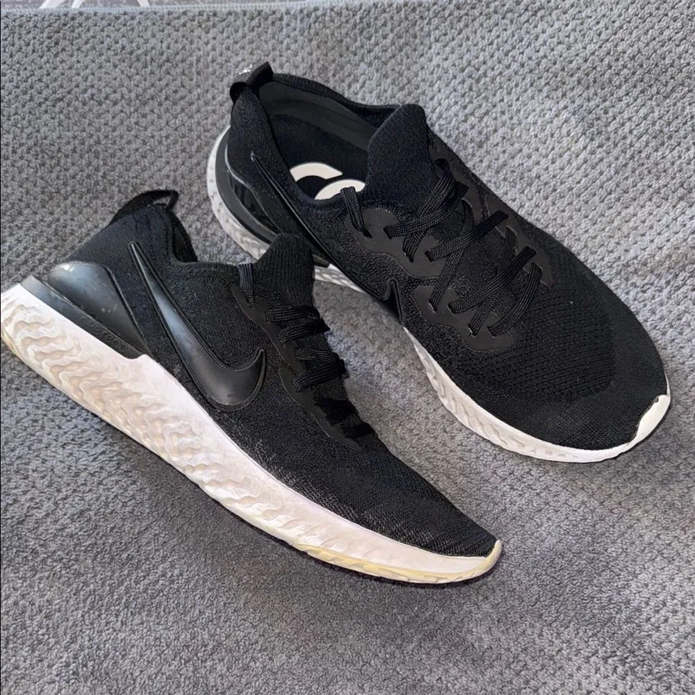 Nike‎ Epic React Flyknit 2 Black White Running Shoes Men's Size 11 BQ8928-002